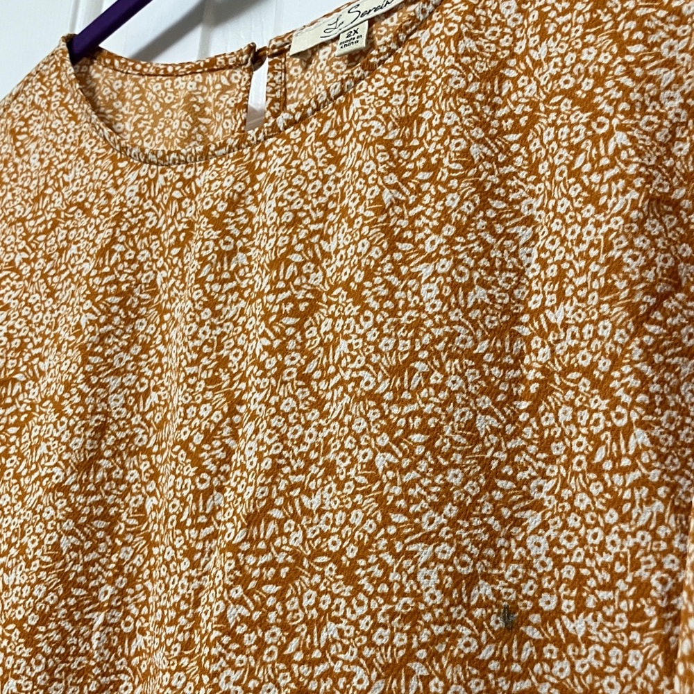 Chic Ruffle Sleeve Blouse - Brown - Picture 4 of 7